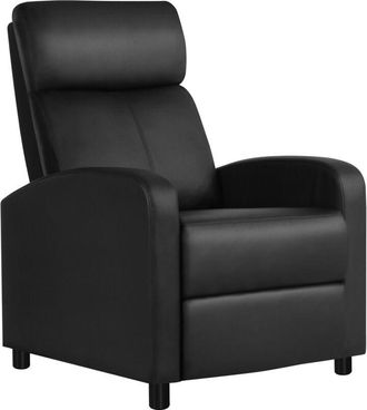 Yaheetech Sillón de Masaje Silla Relax para Televisión Sofá Individual Butaca con Reposapiés Ajustable para Salón Dormitorio Cine Tejido de Poliéster Negro