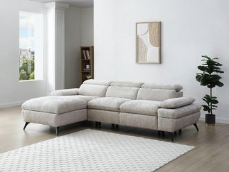 Vente-Unique Divano letto in Tessuto testurizzato Beige - Angolo a sinistra - SURDELI