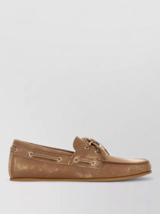 Gucci leather loafers moc toe metallic buckle