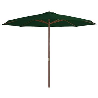 vidaXL Sombrilla De Jard&iacute;n Con Palo De Madera 350 Cm Verde Vidaxl