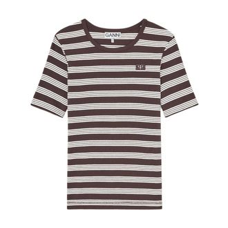 Ganni T-shirt in Stripe - female - Ganni - T-Shirts - Multicolor - XS - Tops