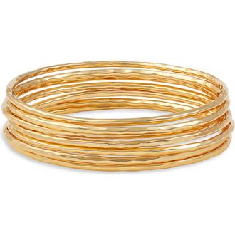 Nest Set of 7 Hammered Bangles in Gold at Nordstrom