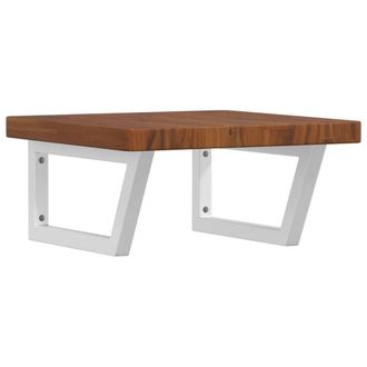 Berkfield Home Basin Shelf Wall Mounted Steel & Solid Wood Oak in Brown