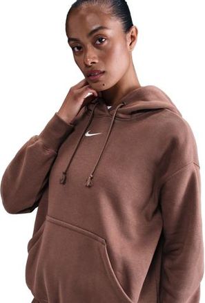 Nike Womens Phoenix Fleece OS Pullover Hoodie - Fauna Brown/Sail Size L