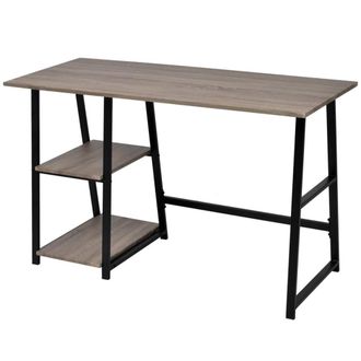 Berkfield Home Durable Desk with 2 Shelves Grey & Oak