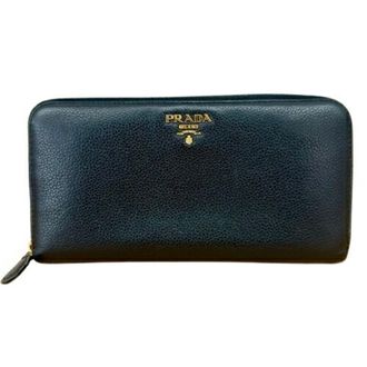 Prada Black Leather Long Wallet (Bi-Fold) (Pre-Owned)