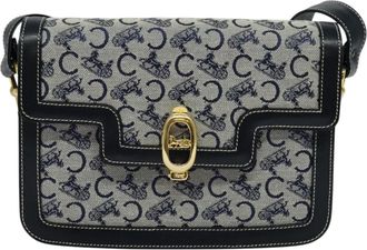 Celine Triomphe Navy Canvas, Leather Shoulder Bag (Pre-Owned)