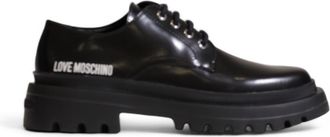 Love Moschino Black Leather Lace Up Shoes with Rubber Sole