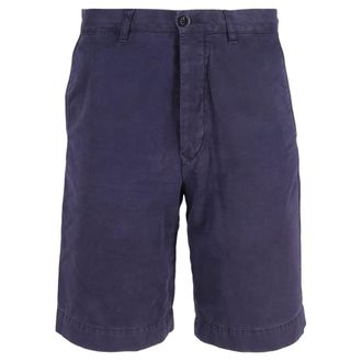 Mr P. Mr. P. Bermudashorts met rechte pijpen van geverfde twillstof in blauw katoen