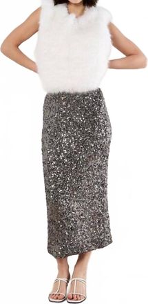 Apricot Sequin Midi Skirt In Grey