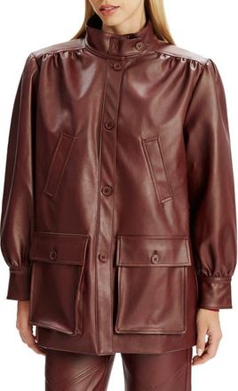 Bardot Clements Boxy Faux Leather Jacket in Burgundy at Nordstrom, Size Small