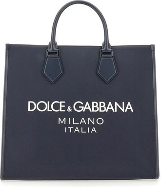 Dolce & Gabbana Shopping Nylon Pelle - Heren - Shoppers - Blauw - ONE Size - Nylon - Tassen