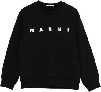 Marni Kids Sweatshirts, male, Black, 14 Y, Logo Crew-Neck Sweatshirt