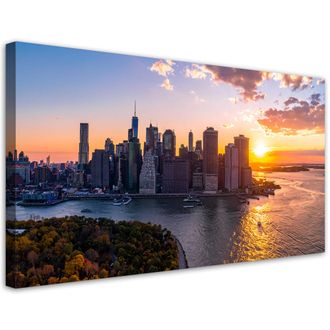 Feeby Cuadro Sobre Lienzo, Paisaje Del Horizonte De La Ciudad De Nueva York, 100x50