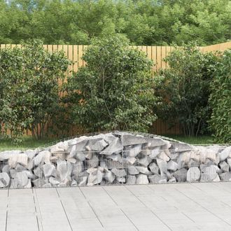 Berkfield Home Arched Gabion Baskets 6 pcs 400x50x40/60 cm Galvanised Iron in Silver