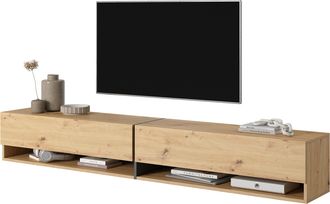Selsey Selsey - Mirrgo - Mueble Tv / Mueble De Sal&oacute;n - Roble Artesanal Con Inserciones De Grafito - 200 Cm
