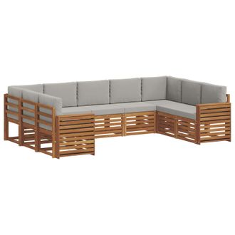 vidaXL Set Di Divani Da Esterno 9 Pz Grigio Naturale E Chiaro Vidaxl