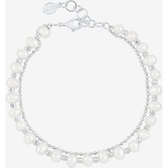 Dower & Hall White Freshwater Timeless Pearl Bracelet in Sterling Silver at Nordstrom, Size 8