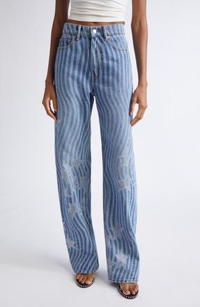 Alexander Wang Float Stars & Stripes Straight Leg Jeans in Vintage Medium Indigo at Nordstrom, Size 24
