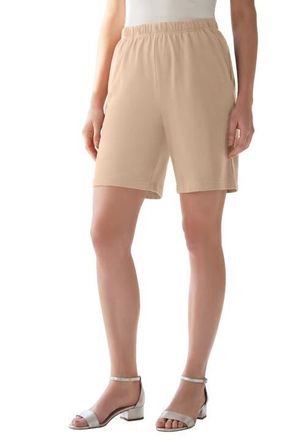 Roaman's Plus Size Soft Knit Pull-On Short in New Khaki at Nordstrom, Size Small