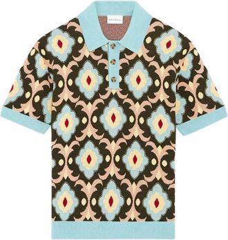 Drôle de Monsieur patterned buttoned polo shirt - Green