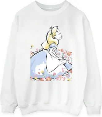 Disney Dames/Dames Alice In Wonderland Schets Bloemen Sweatshirt (Wit)