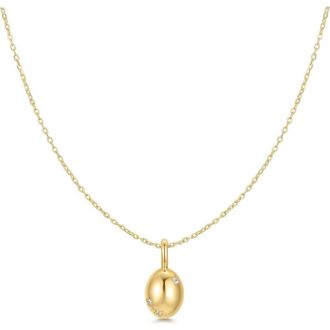 Ania Haie Cubic Zirconia Oval Pendant Necklace in Shiny Gold at Nordstrom