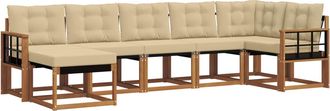 vidaXL Conjunto De Sof&aacute;s De Exterior 7 Uds. Natural Y Beige Vidaxl
