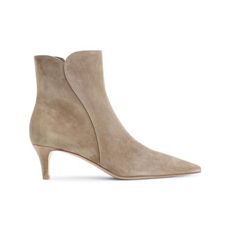 Gianvito Rossi Beige Solid Pointed Toe Boots