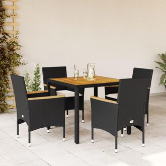 vidaXL Vidaxl - Set De Comedor Jard&iacute;n 5 Pzas Con Cojines Rat&aacute;n Pe Acacia Negro