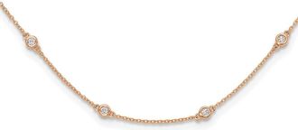 Diamond2Deal 14k Gold 1/2 Ct Lab Grown Diamond Twenty Station Necklace 20 Clarity VS, Color D-E
