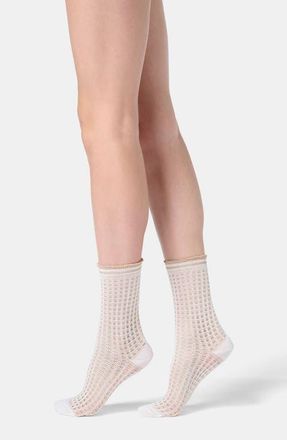 Orobl&ugrave; Cotton Blend Open Knit Crew Socks in White at Nordstrom