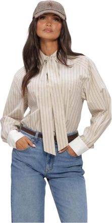 Mos Mosh Mmkeeva Lilou Shirt - Dames - Blouses - Beige - M - Overhemden