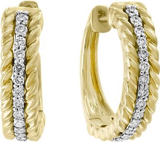 Effy 14K Two-Tone Gold Diamond Huggie Hoop Earrings in 14K Gold at Nordstrom