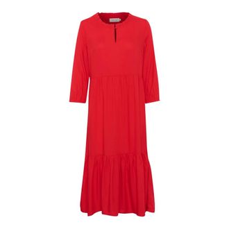 Cream CRTiah Flounce Jurk - Dames - Jurken - Rood - Maat: 2XL Viscose