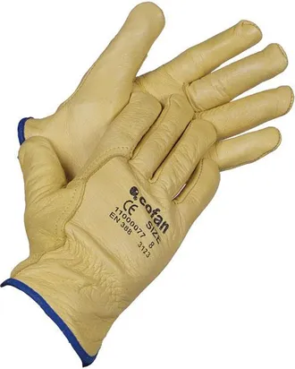 cofan Guantes De Piel De Vacuno Con Forro Interior De Algod&oacute;n Resistentes Al Fr&iacute;o Cofan T-9 (bl&iacute;ster 12 Pares)