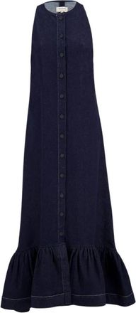 Zeus + Dione Mouwloze Denim Maxi Jurk - Dames - Casual kleedjes - Blauw - XS - Denim - Kleedjes