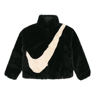 Nike (WMNS) Nike Sportswear Swoosh Large Logo Stay Warm Lambs Wool Stand Collar Jacket Autumn Asia Edition Black CU6559-010
