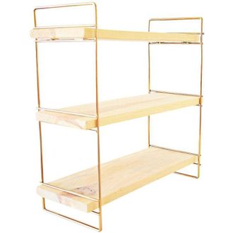 Hanah Home Estante De Pared, Estante De Almacenamiento Shelf Gold Marr&oacute;n
