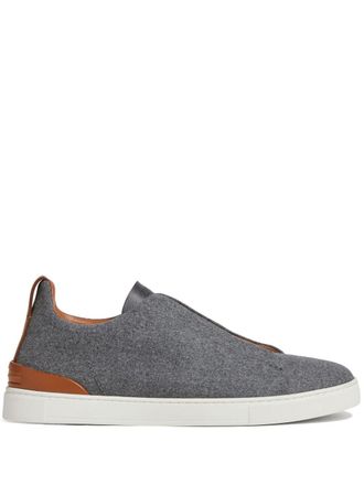 Ermenegildo Zegna Triple Stitch sneakers - men - Bovine Leather (top grain)/Polyester/Wool/Calf Leather/Calf Leather/Rubber/Cashmere - 11.5 - Grey
