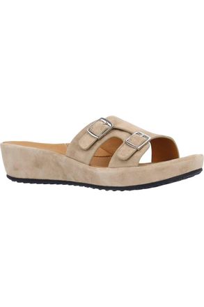 L'Amour Des Pieds Womens Careena Wedge Slide Sandal In Taupe Kid Suede