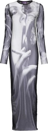 Jean Paul Gaultier Graphic-print Long-sleeve Maxi Dress