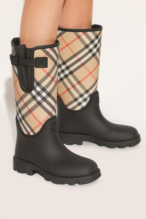 Burberry Patterned Wellington Boots, Womens, Black