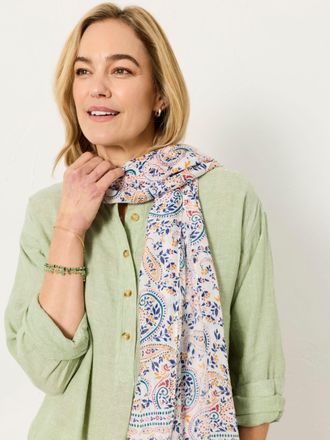 Fat Face FatFace Ivory Paisley Printed Lightweight Scarf