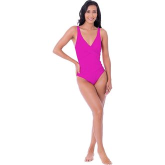 Dai Moda Womens Kaci One Piece Swimsuit in Bright Pink at Nordstrom, Size 3X-Large