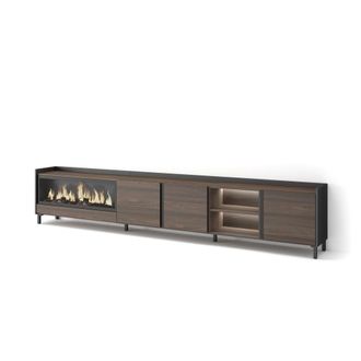 Skraut Home Skraut Home - Mueble Tv, Televisi&oacute;n, Muebles De Sal&oacute;n, Almacenaje, 315x35x61cm, Para Tv Hasta 80, Chimenea El&eacute;ctrica Xxl, Dise&ntilde;o Industrial, Led, Esti