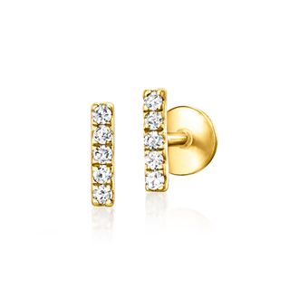 RS Pure by Ross-Simons Diamond-Accented Bar Flat-Back Stud Earrings in 14kt Yellow Gold
