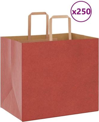 vidaXL Bolsas De Papel Con Asas 250 Uds Rojo 32x22x28 Cm Vidaxl