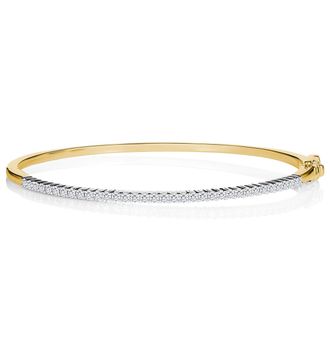 The Diamond Store 1ct Lab Diamond Eternity Bangle H/Si Quality Set in 9K Gold