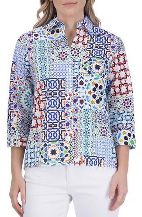 Foxcroft Kelly Print Button-Up Shirt in Multi at Nordstrom Rack, Size X-Small